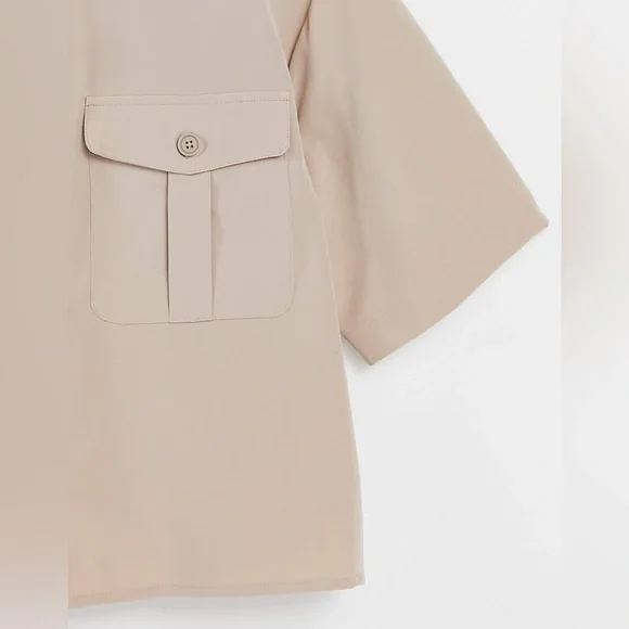 Threadbare cargo short sleeve shirt in stone - Picture 8 of 8